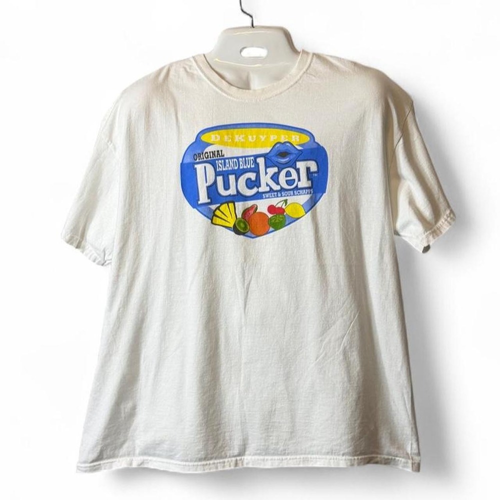 Rare Vintage 90s DeKuyper Island Blue Pucker White Promo Tee, Unisex Size XL